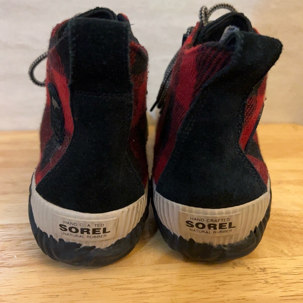 Sorel Out 'N About Plus duck boots in a red and black buffalo plaid pattern. - Picture 4 of 10